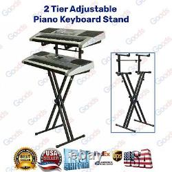 2-Tier Adjustable X Style Pro Dual Music Electronic Piano Double Keyboard Stand