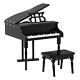 30-key Kids Toy Piano Wooden Grand Piano Keyboard Toy Music Stand & Bench Black