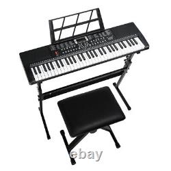 3 Teaching Modes for Beginners, 61 Key Keyboard with Piano Stand, Piano Bench