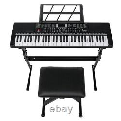 3 Teaching Modes for Beginners, 61 Key Keyboard with Piano Stand, Piano Bench