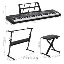 3 Teaching Modes for Beginners, 61 Key Keyboard with Piano Stand, Piano Bench