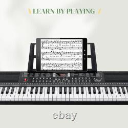 3 Teaching Modes for Beginners, 61 Key Keyboard with Piano Stand, Piano Bench