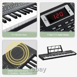 3 Teaching Modes for Beginners, 61 Key Keyboard with Piano Stand, Piano Bench