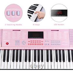 61 Electronic Portable Digital Piano Keyboard for Beginners Kids Pink basic