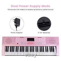 61 Electronic Portable Digital Piano Keyboard for Beginners Kids Pink basic