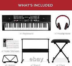 61-Key Beginners Complete Electronic Keyboard Piano Set withLighted Keys Black