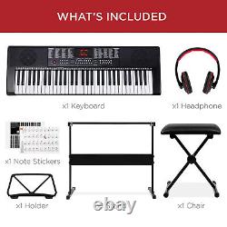 61-Key Beginners Electronic Keyboard Piano Set 3 Modes Microphone Headphones New