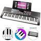 61-key Black Electronic Keyboard Piano With Sheet Music Rest, Piano Note Sticker