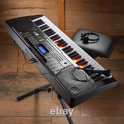 61-Key Digital Electronic Keyboard Piano with Full-Size Light up Keys, Beginner