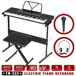 61-Key Electronic Keyboard Digital Music Piano Microphone Kit Kids Xmas Gift US