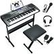 61-key Electronic Keyboard Piano Starter Musical Set With Stand Bench Headphones