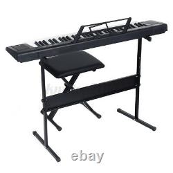 61-Key Electronic Keyboard Portable Digital Music Piano with USB, Mic, Stand& Stool