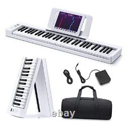 61-Key Folding Bluetooth Keyboard Piano for Beginners, Portable with Music