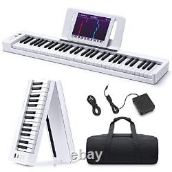 61-Key Folding Bluetooth Keyboard Piano for Beginners, Portable with Music