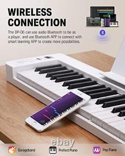 61-Key Folding Bluetooth Keyboard Piano for Beginners, Portable with Music