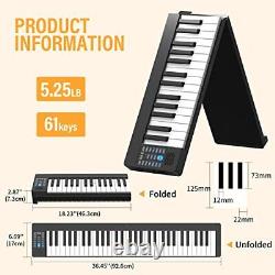 61 Key Folding Piano Keyboard, Portable Touch Sensitive Foldable PJ61B