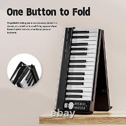 61 Key Folding Piano Keyboard, Semi-Weighted Key Digital Piano, Portable Piano for
