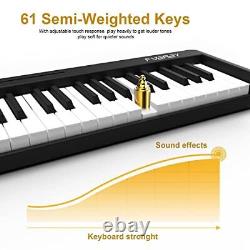 61 Key Folding Piano Keyboard, Semi Weighted Keys 61 Key Keyboard Piano