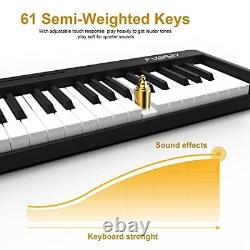 61 Key Folding Piano Keyboard, Semi Weighted Keys Portable Electronic