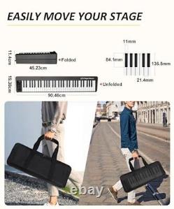 61 Key Folding Piano Keyboard, Upgrand Imitation Wood Texture Keyboard