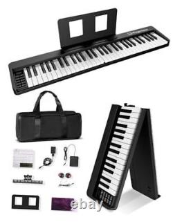 61 Key Folding Piano Keyboard, Upgrand Imitation Wood Texture Keyboard