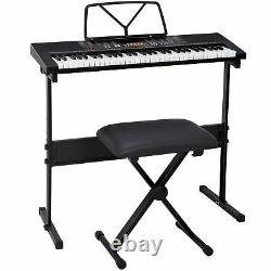 61 Key Keyboard Digital Piano with Stand Headphones Microphone Music Electronic