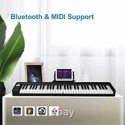 61 Key Keyboard, Folding Piano, Semi Weighted Keys Portable Piano, Deep Black