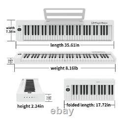 61 Key Keyboard, Folding Piano, Semi Weighted Keys Portable Piano, Pearl White