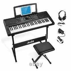 61 Key Keyboard Piano with Stand, Music Shelf, Bench, MEK-61 Key Keyboard Kit