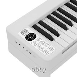 61 Key Keyboard with Lighted Keys, Folding Piano, Semi Pearl White Lighted