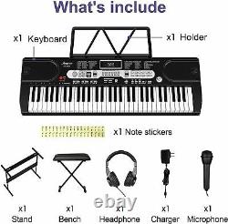 61 Key Music Electronic Keyboard Electric Digital Piano Organ with Stand Optional