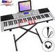 61 Key Piano Keyboard, Meks-400 Electric Piano Keyboard With Lighted Up Keys, Le