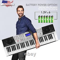 61 Key Piano Keyboard, MEKS-400 Electric Piano Keyboard with Lighted up Keys, Le