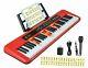 61 Key Piano Keyboard For Beginners With Lighted Keys, Full-size Red-full Keys