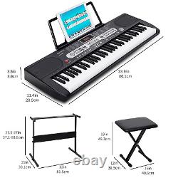 61 Key Portable Electric Piano Keyboard Set with Music Stand and Keyboard Stand