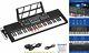 61 Key Premium Electric Keyboard Piano For Beginners With Stand, Built Black