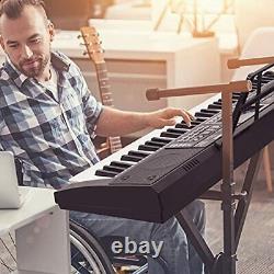 61 Key Premium Electric Keyboard Piano for Beginners with Stand, Built Black