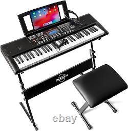 61 Key Premium Electric Keyboard Piano for Beginners with Stand, Built-In Dual S