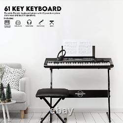 61 Key Premium Electric Keyboard Piano for Beginners with Stand, Built-In Dual S