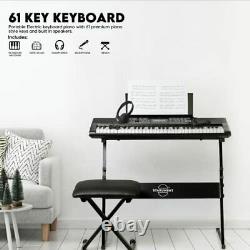 61 Key Premium Electric Keyboard Piano for Beginners with Stand, Built-in