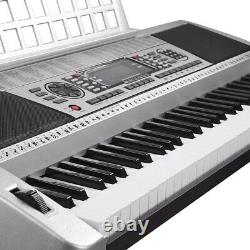 61-Keys Electronic Piano 3 Lesson Mode 980 20TR Silver Free Sheet Music Stand