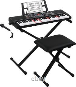 61 Keys Full Size Electric Keyboard Piano Set for Beginners Kids Portable Music