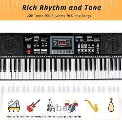 61 Keys Full Size Electric Keyboard Piano Set for Beginners Kids Portable Music