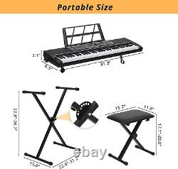 61 Keys Full Size Electric Keyboard Piano Set for Beginners Kids Portable Music