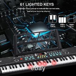 61 Keys Keyboard Piano Lighted Keys, Kids Piano Keyboard with UL Adapter, Stand