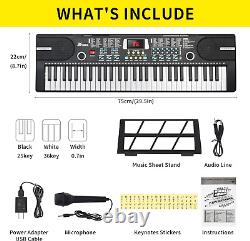 61 Keys Keyboard Piano Lighted Keys, Kids Piano Keyboard with UL Adapter, Stand