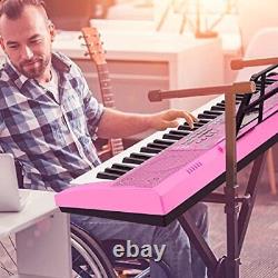 61 Keys Keyboard Piano Lighted Keys for Kids Teens Beginners Birthday Pink