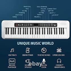 61 Keys Keyboard Piano Lighted White, Full-Size Lighted Keys Piano Keyboard 02
