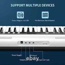 61 Keys Keyboard Piano Lighted White, Full-Size Lighted Keys Piano Keyboard 02