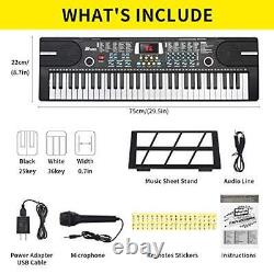 61 Keys Kids Keyboard Piano for Boys & Girls Birthday Christmas New Year Black